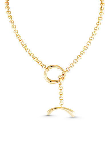 MOOD Necklace. Bow-shaped end, toggle cable chain necklace, 18K gold vermeil, handmade, hypoallergenic, water-resistant